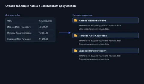 Aurus DocFlow: Каждая строка таблицы превращается в папку с комплектом документов